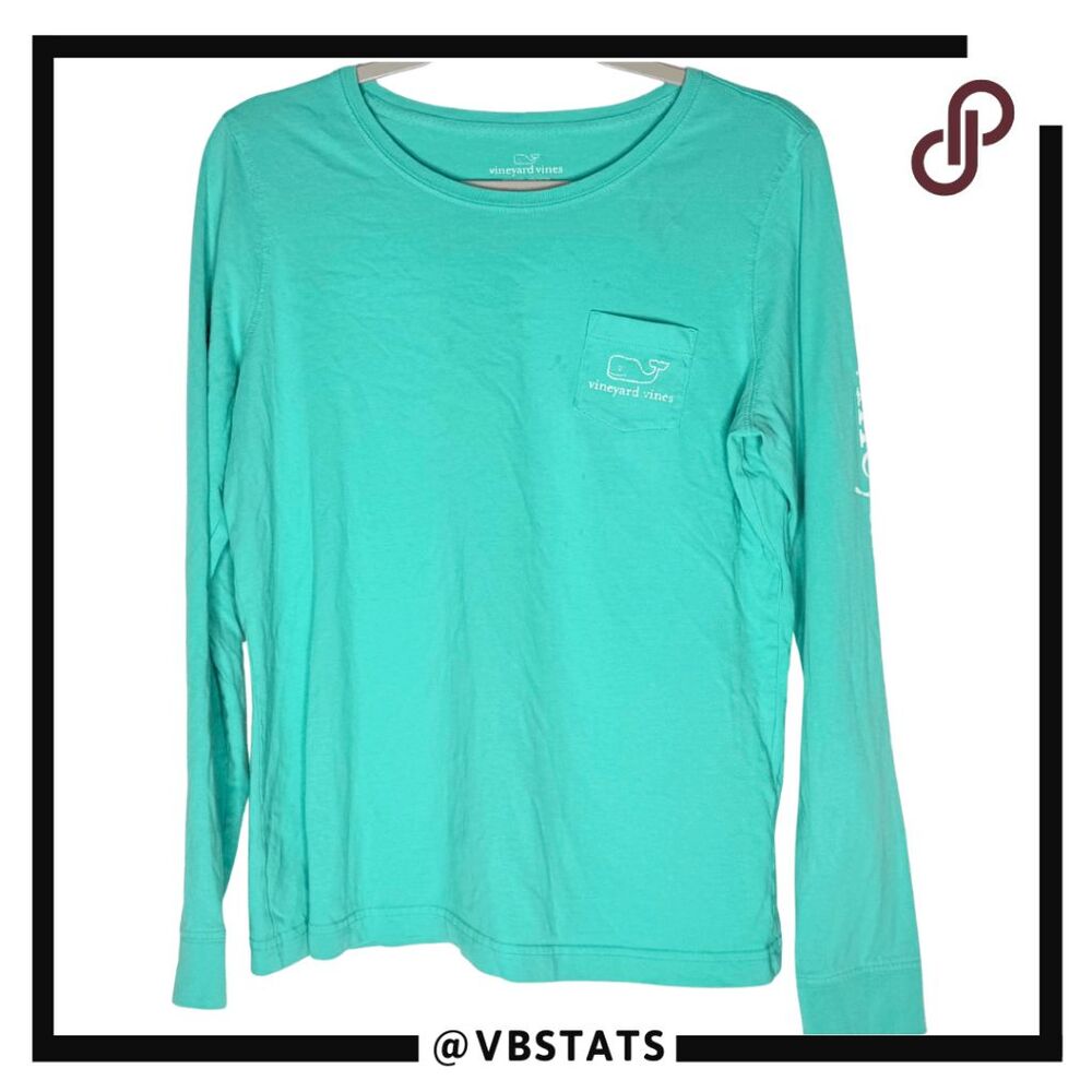 Vineyard Vines Men's Vintage Whale Long Sleeve Pocket Tee Shirt Green Sz Medium